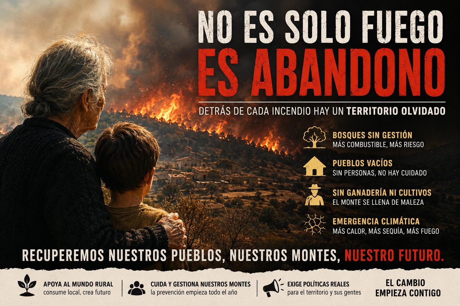 CUANDO EL FUEGO NO SOLO QUEMA LOS BOSQUES: MEMORIA, PAISAJE Y CONCIENCIA ANTE LA LENTA DESAPARICIÓN DEL MUNDO RURAL. El mejor cortafuegos sigue siendo un territorio vivo